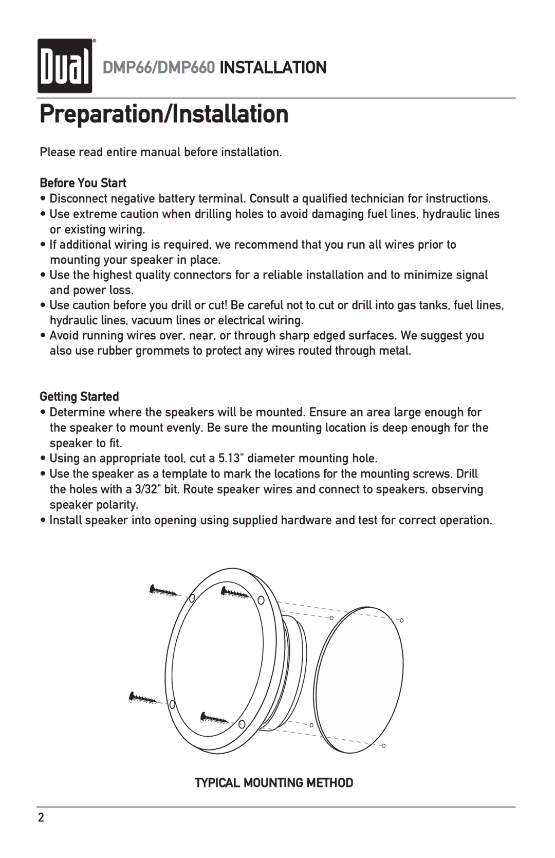 Dual DMP660 owner manual Preparation/Installation, Before You Start, Getting Started 