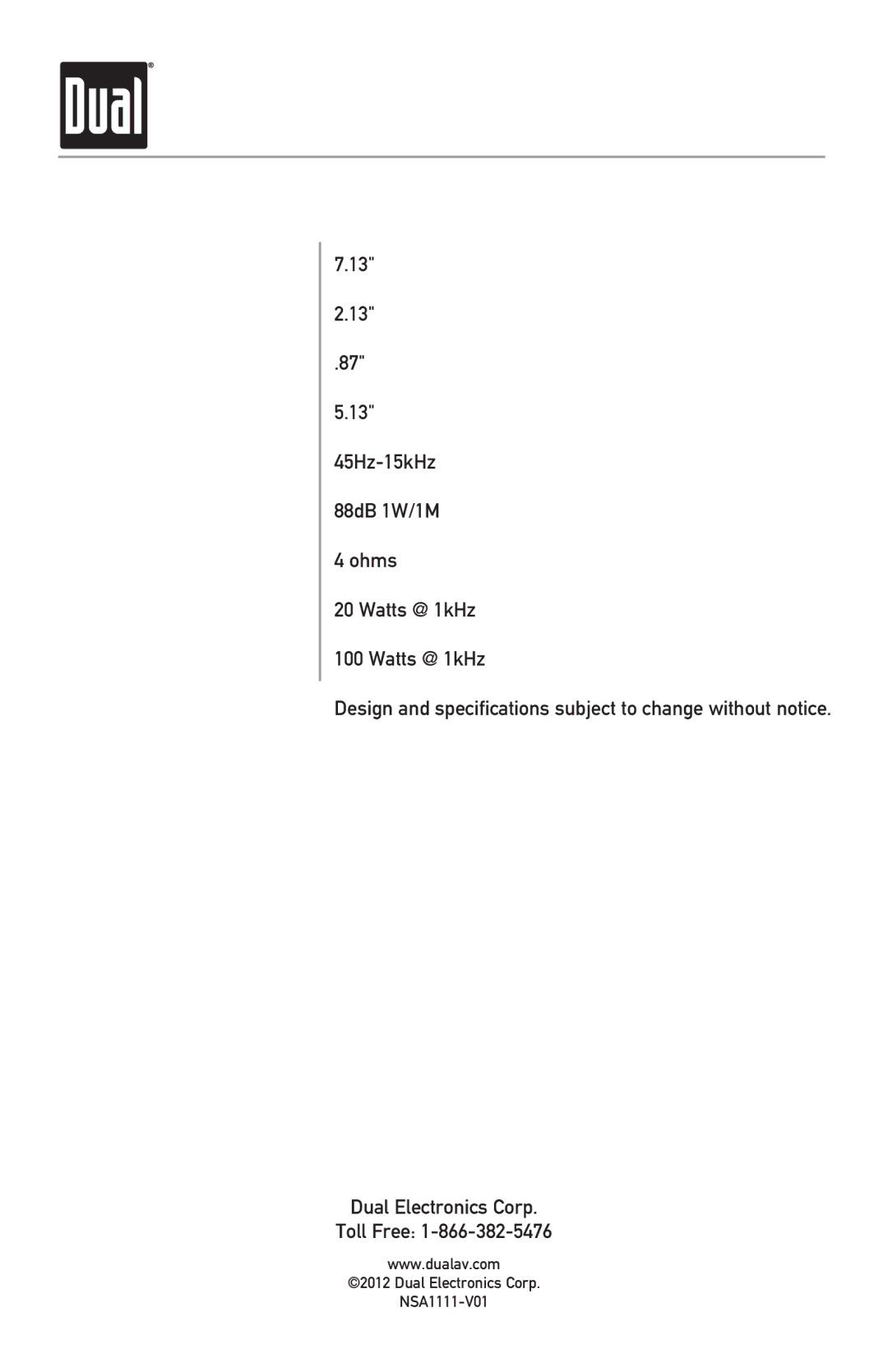 Dual DMP67 owner manual Specifications 