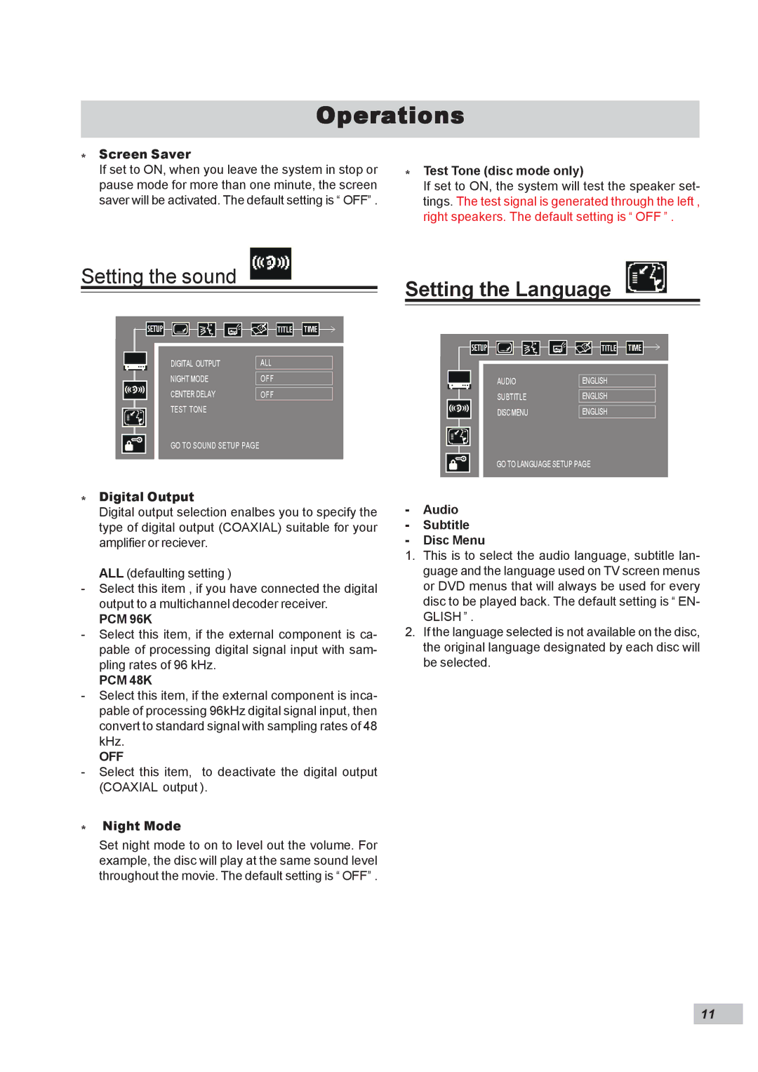 Dual DP295 manual Setting the Language 