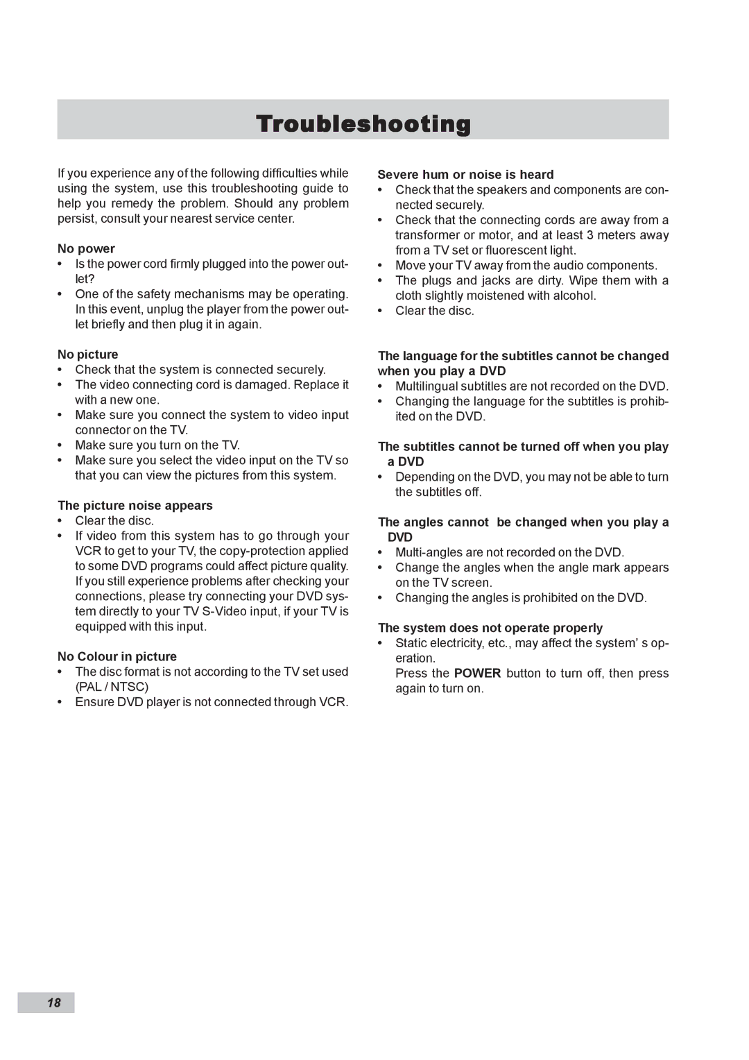 Dual DP295 manual Troubleshooting 