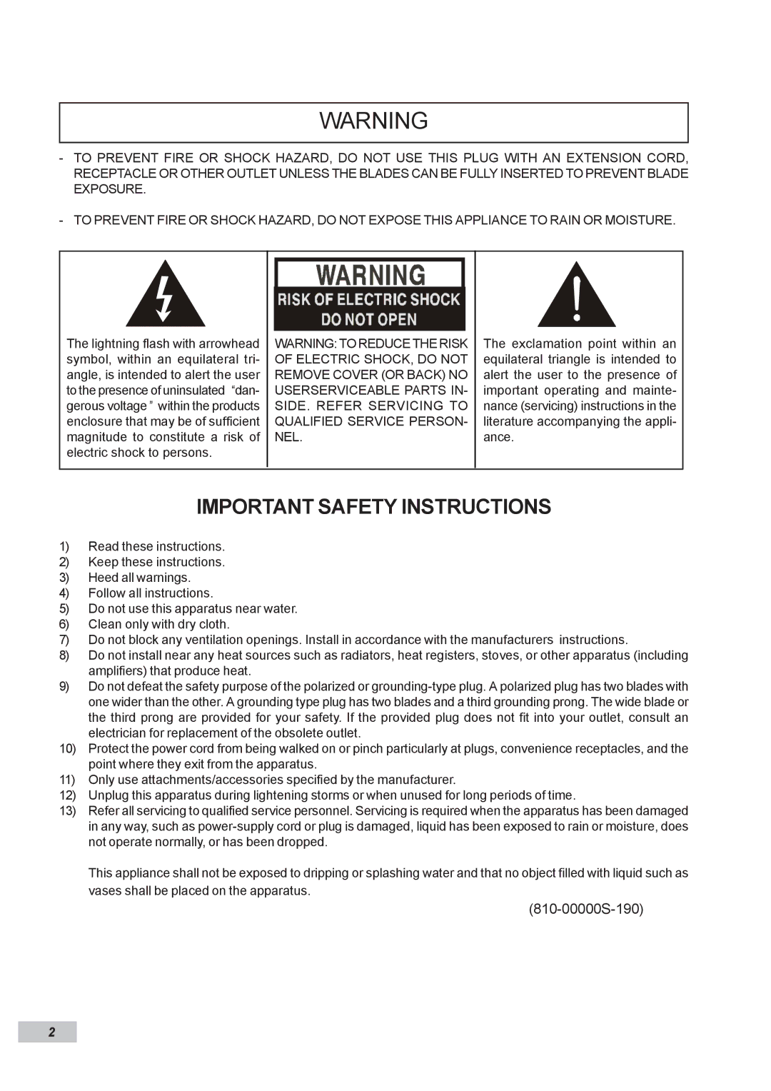 Dual DP295 manual Important Safety Instructions 