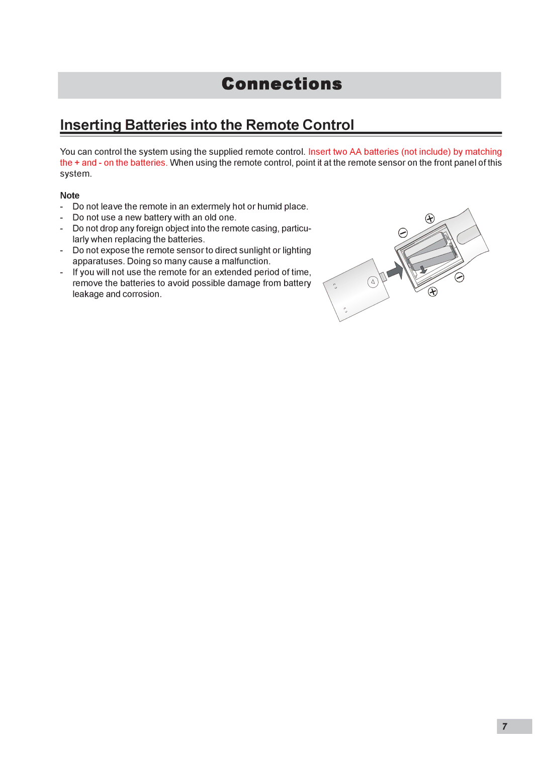 Dual DP295 manual Inserting Batteries into the Remote Control 