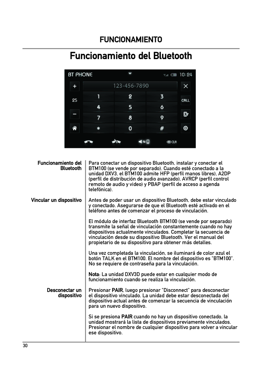 Dual DXV3D manual Funcionamiento del Bluetooth, Vincular un dispositivo 