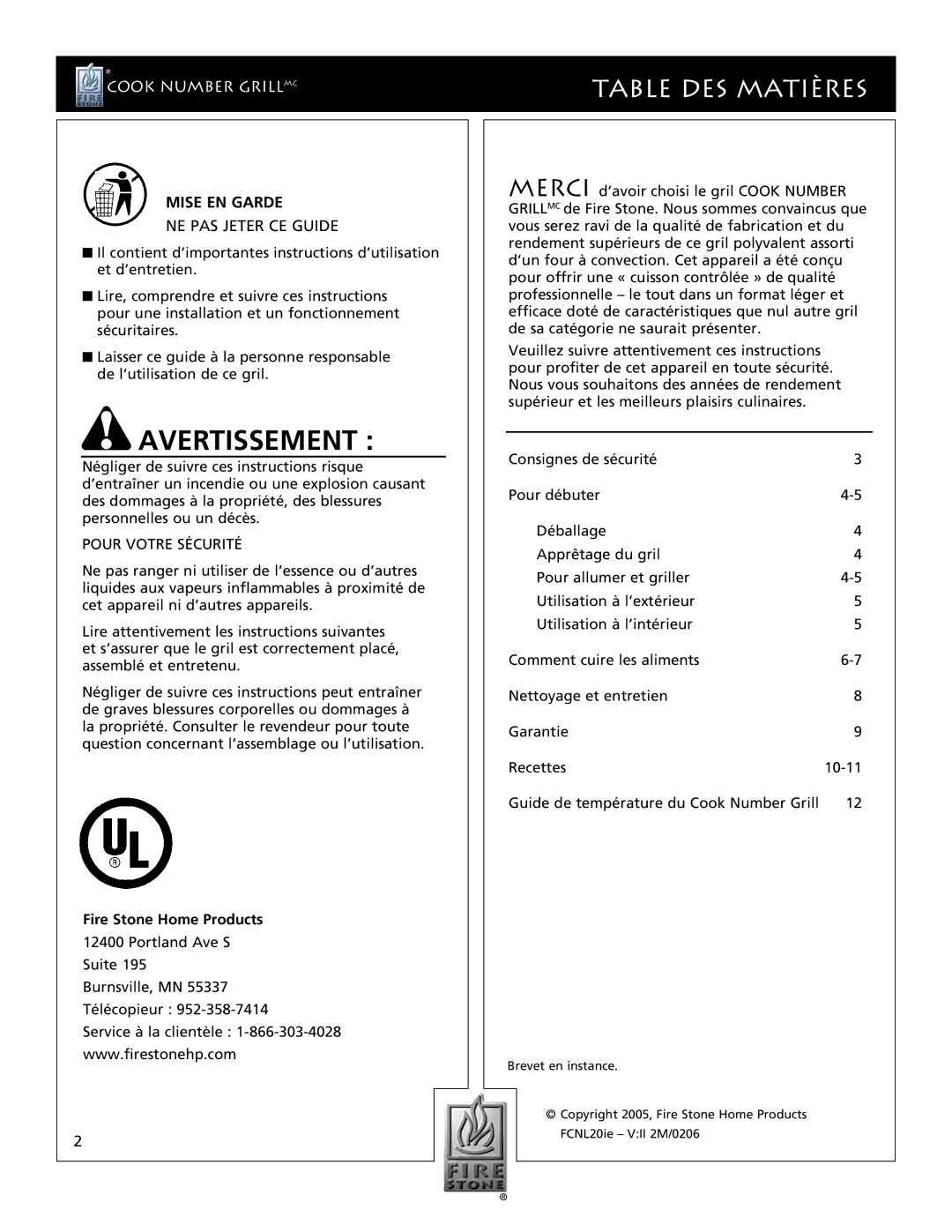 Dual LG20ie, JAG20e, CNE20 manual Table DES Matières, Mise EN Garde, NE PAS Jeter CE Guide, Pour Votre Sécurité 