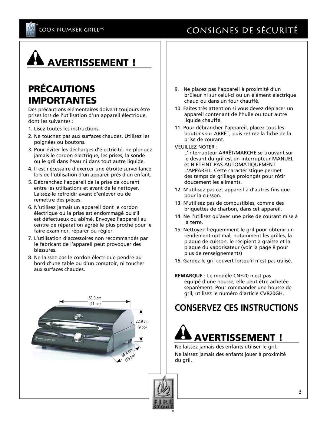 Dual JAG20e, CNE20, LG20ie manual Consignes DE Sécurité, Veuillez Noter 