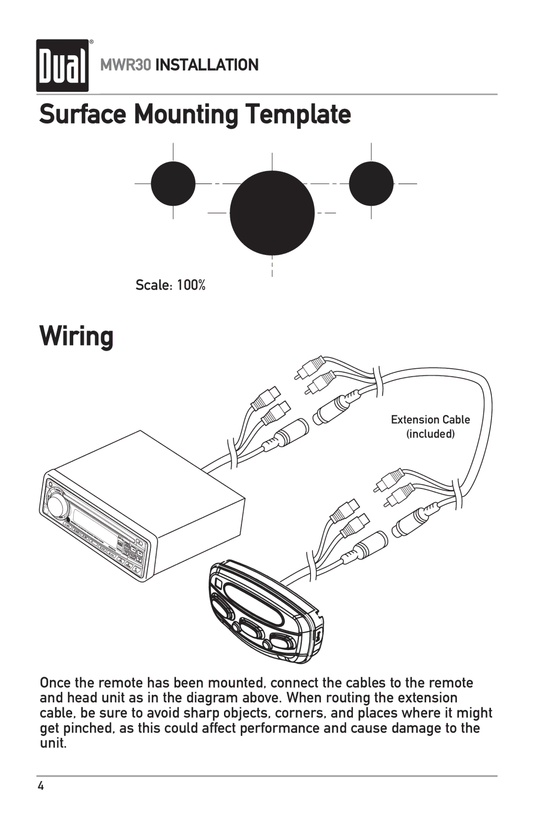 Dual MWR30 owner manual Surface Mounting Template, Wiring 