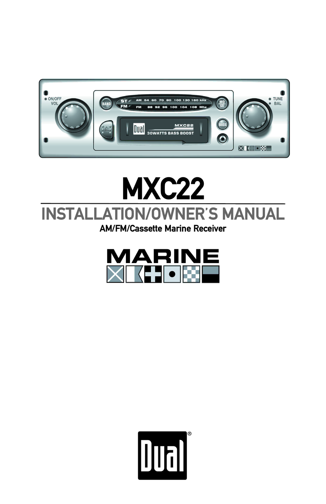 Dual MXC22 owner manual AM/FM/Cassette Marine Receiver 