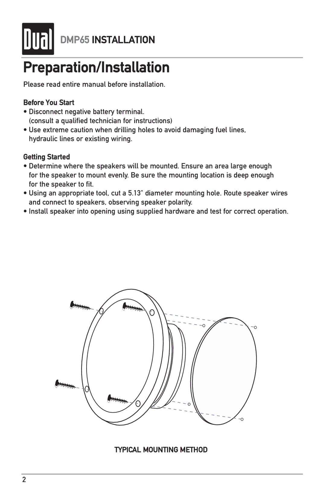 Dual MXD40 owner manual Preparation/Installation 