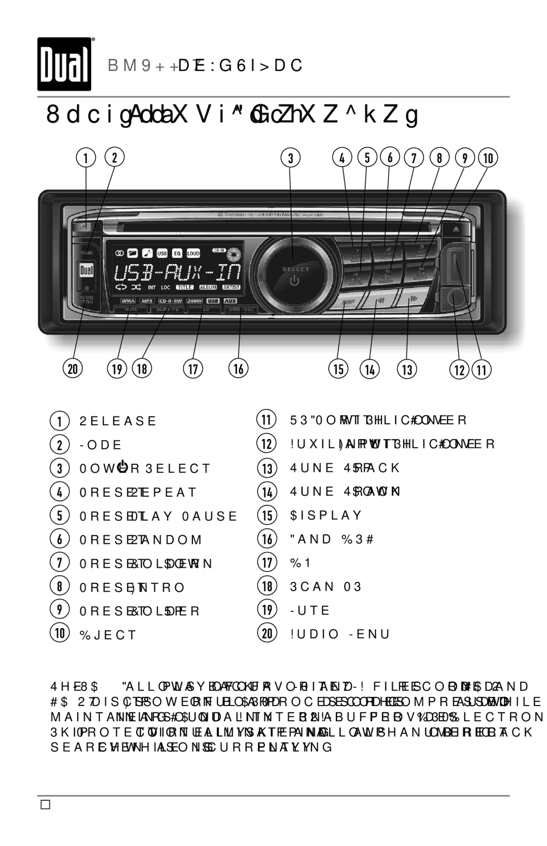 Dual MXD662B owner manual Control Locations Receiver, Release, Mode, Power, Preset 1/Repeat Tune/Track Down 