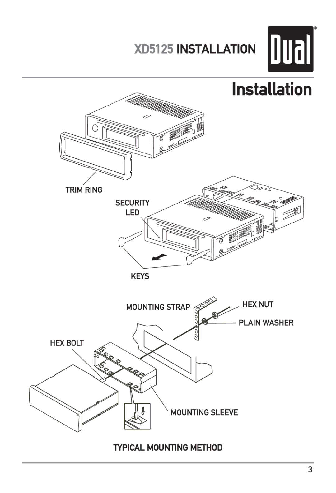 Dual XD5125 owner manual Installation 