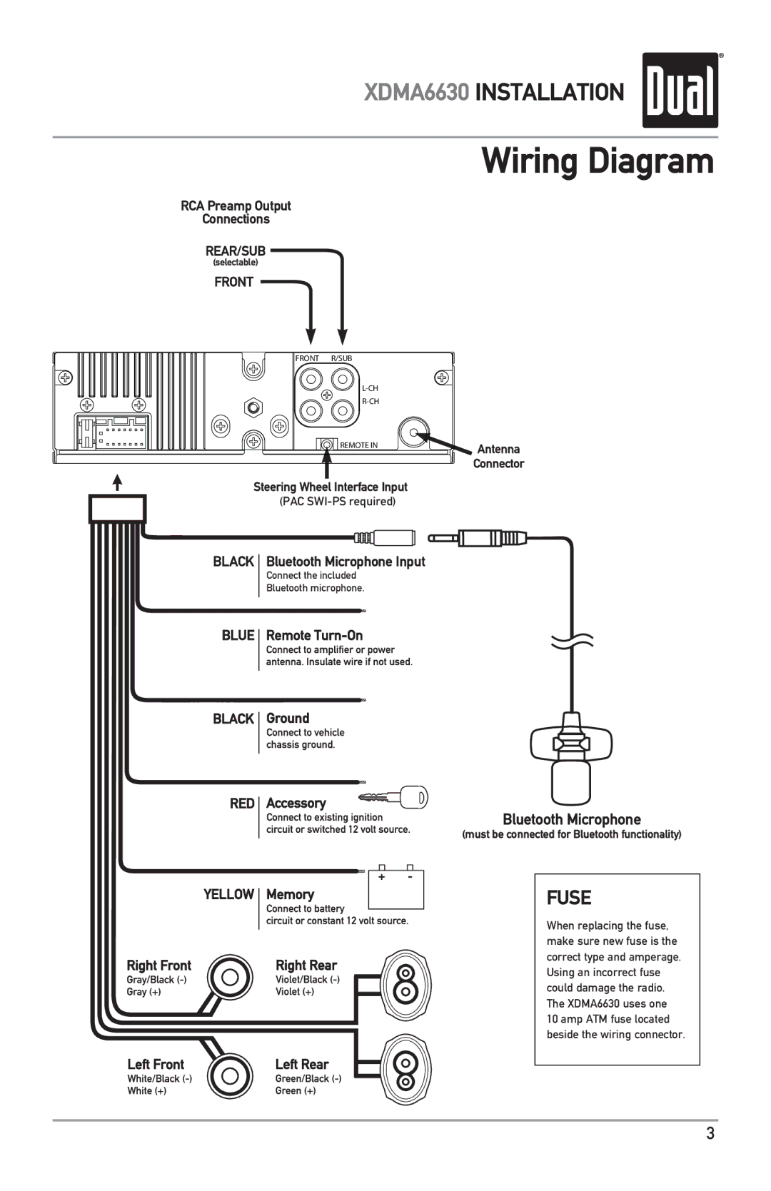 Dual XDMA6630 owner manual Wiring Diagram, Black 