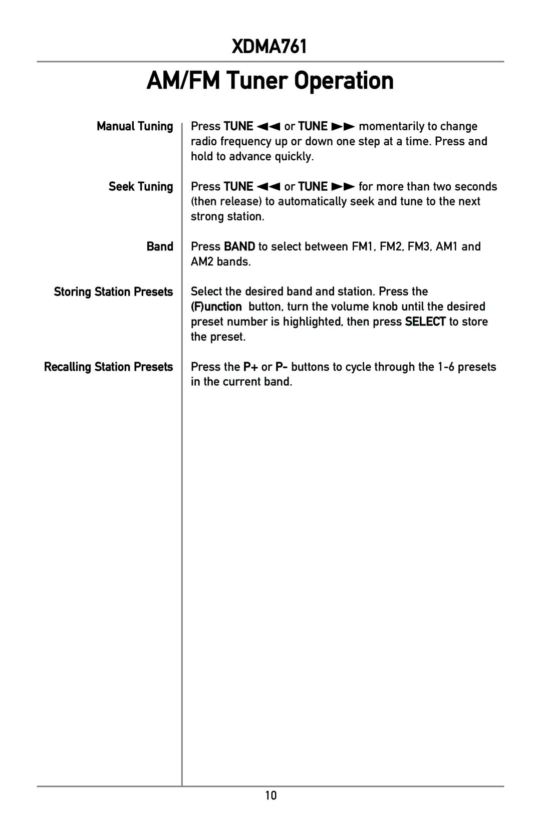 Dual XDMA761 owner manual AM/FM Tuner Operation 