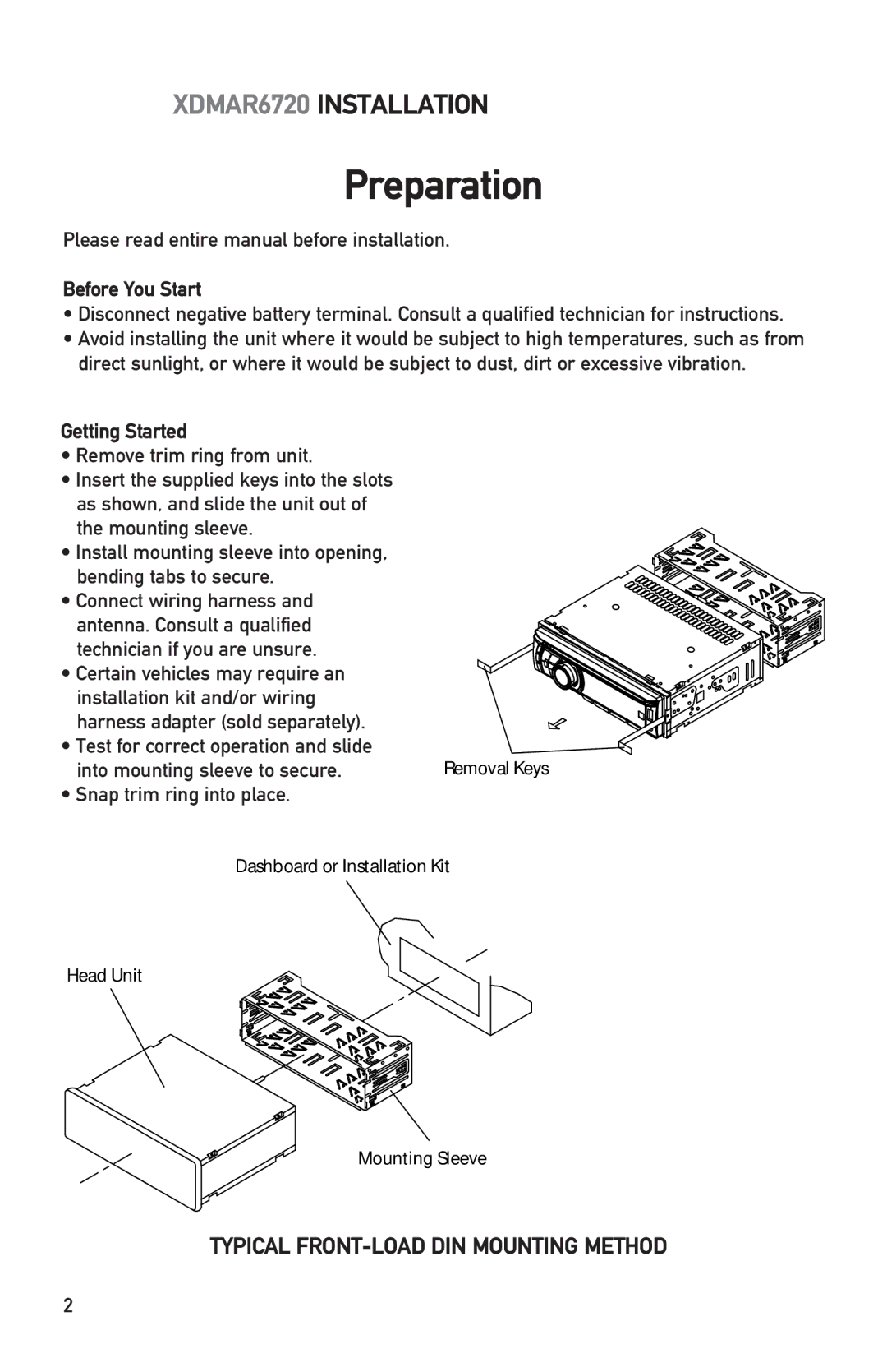 Dual XDMAR6720 owner manual Preparation, Before You Start 