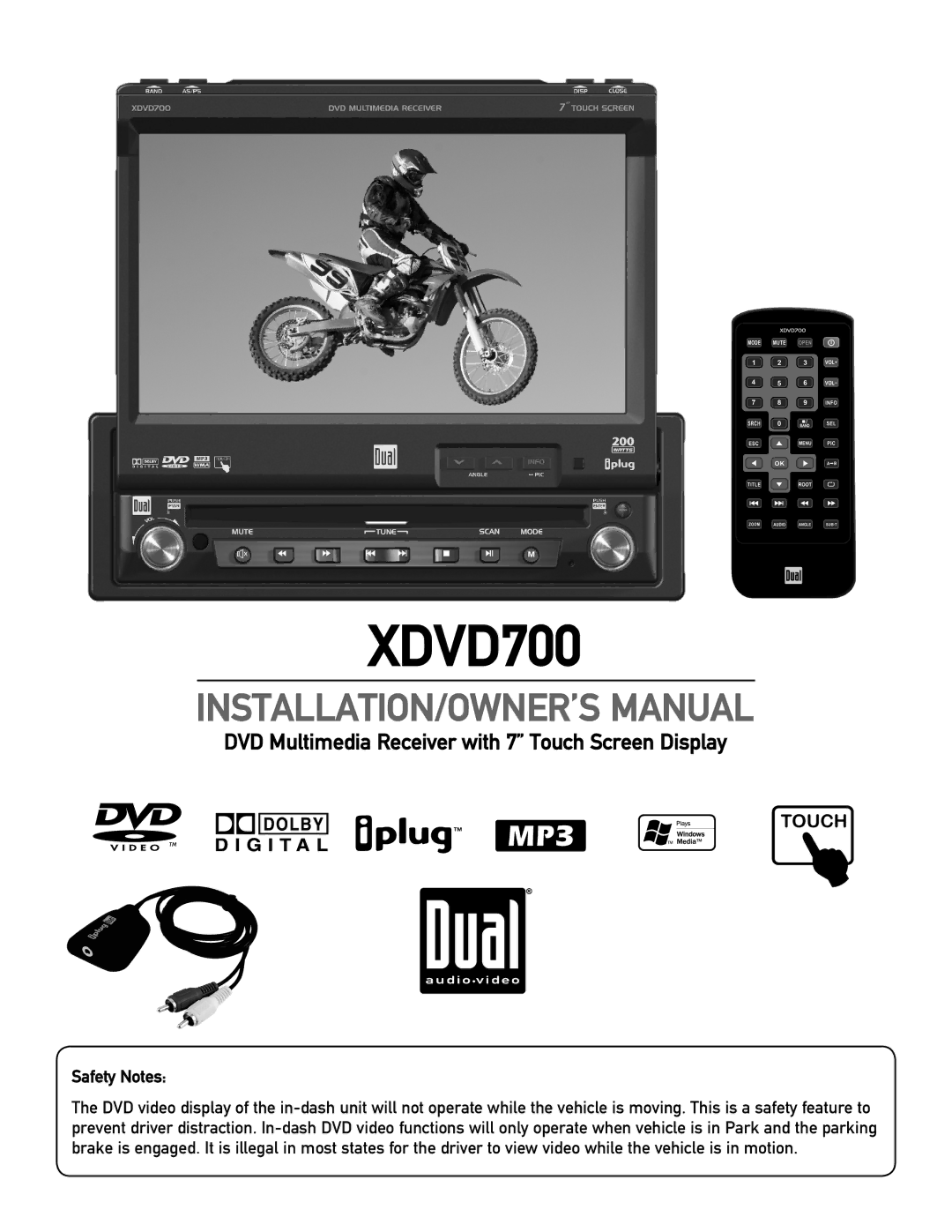 Dual XDVD700 owner manual Safety Notes 