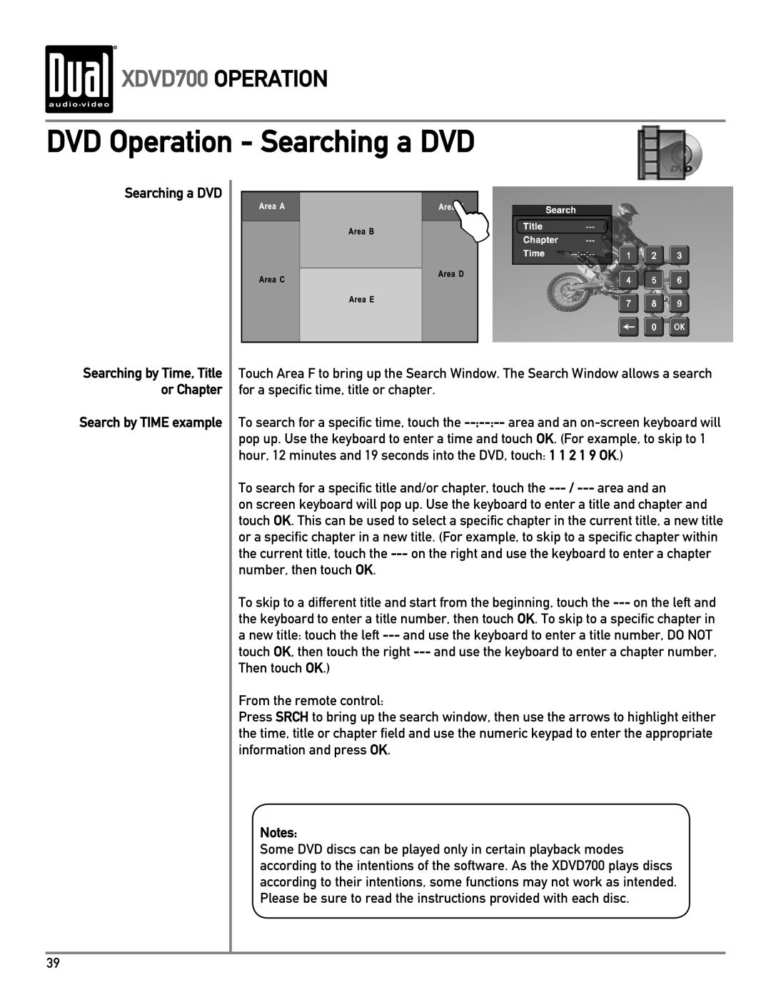 Dual XDVD700 owner manual DVD Operation Searching a DVD 