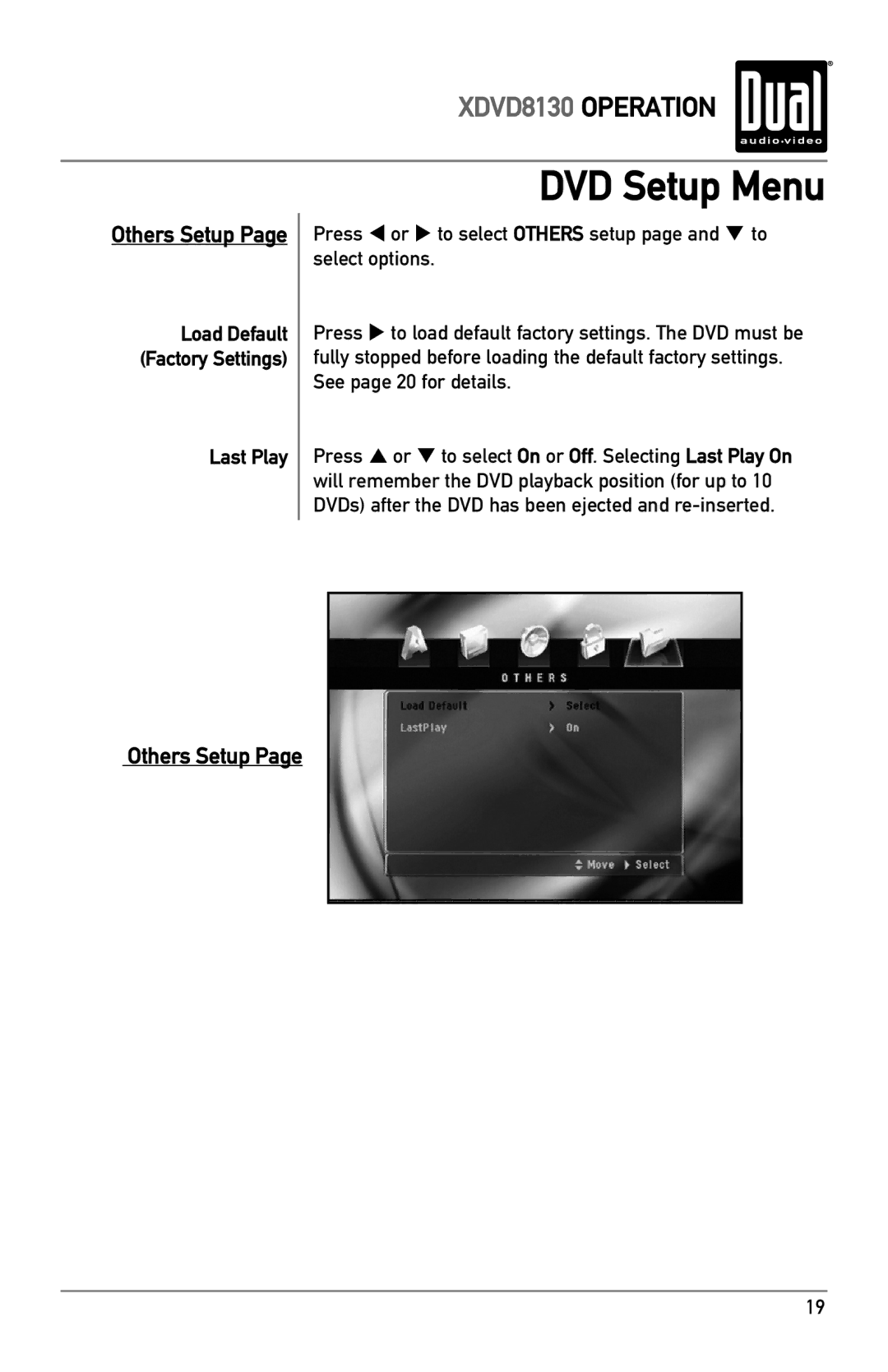 Dual XDVD8130 owner manual Last Play 