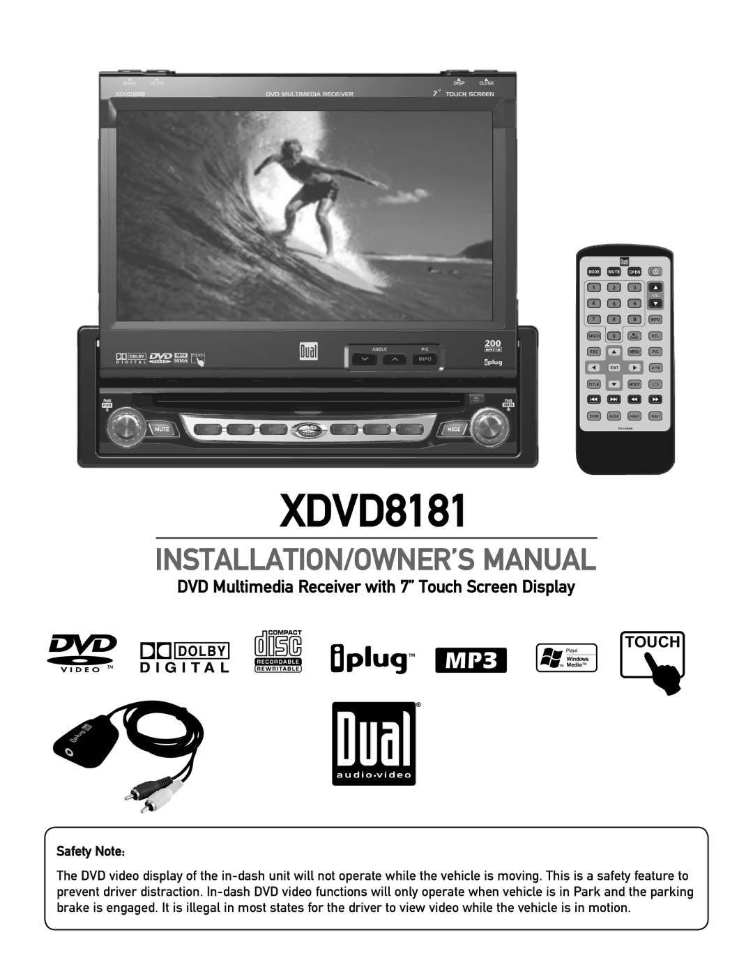 Dual XDVD8181 owner manual Safety Note 