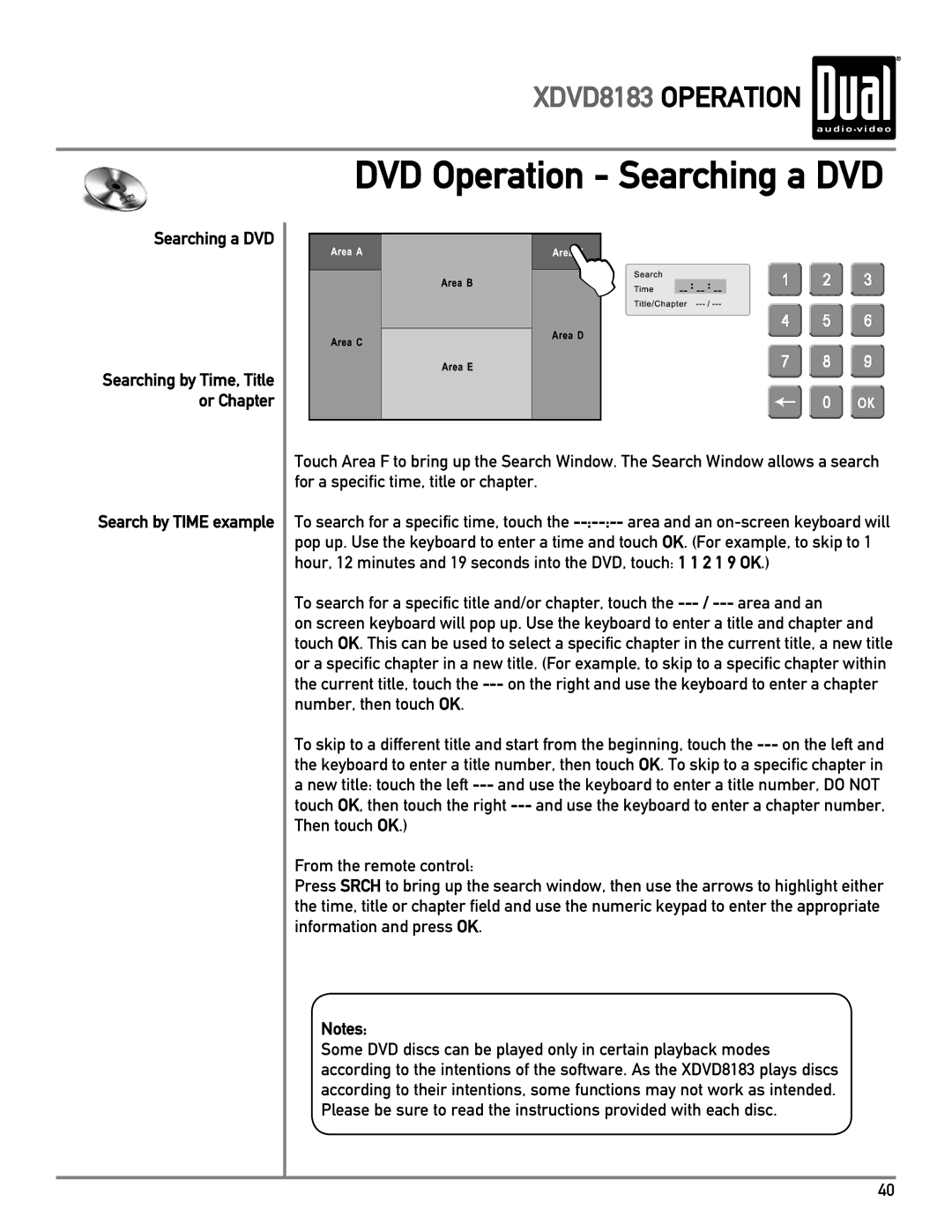 Dual XDVD8183 owner manual DVD Operation Searching a DVD 