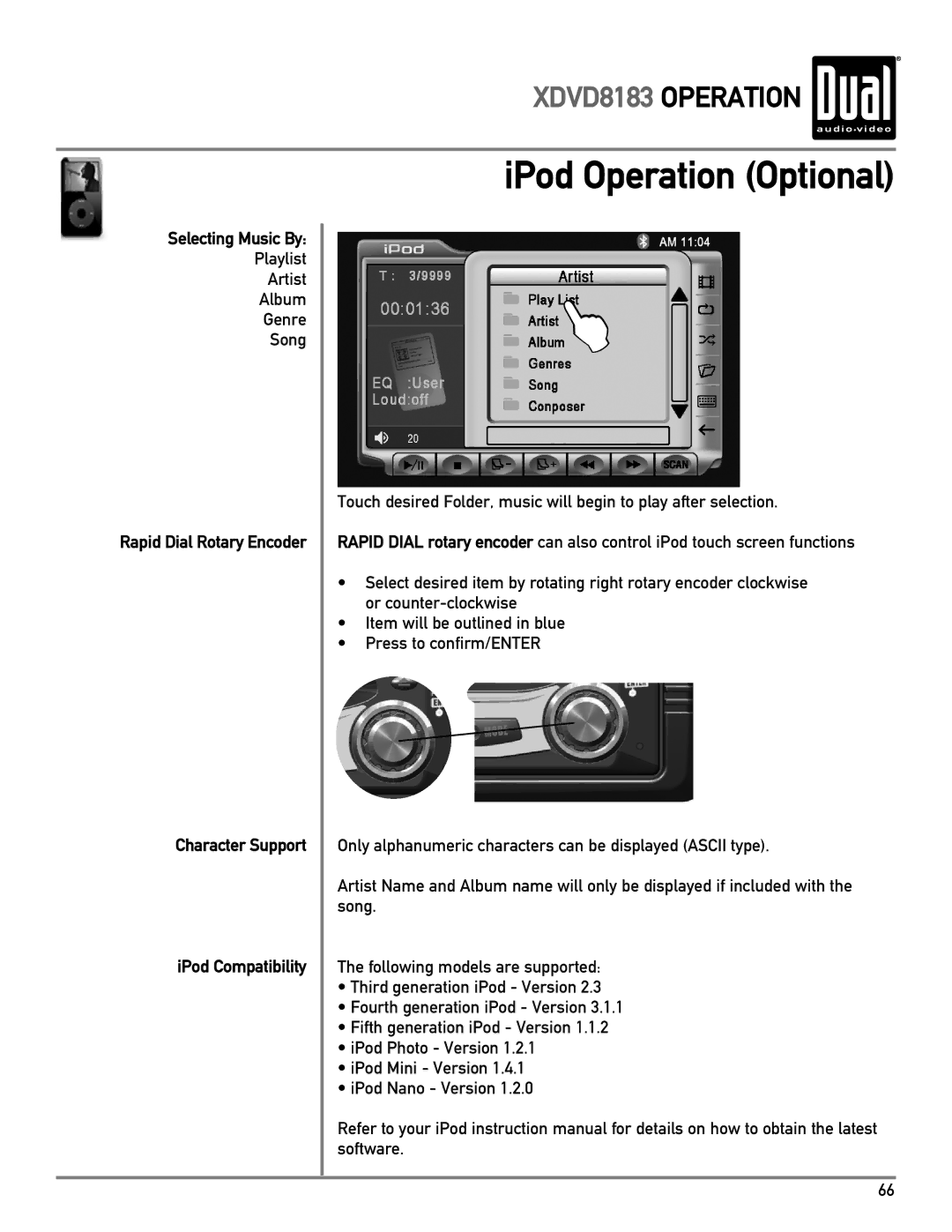 Dual XDVD8183 owner manual Selecting Music By 