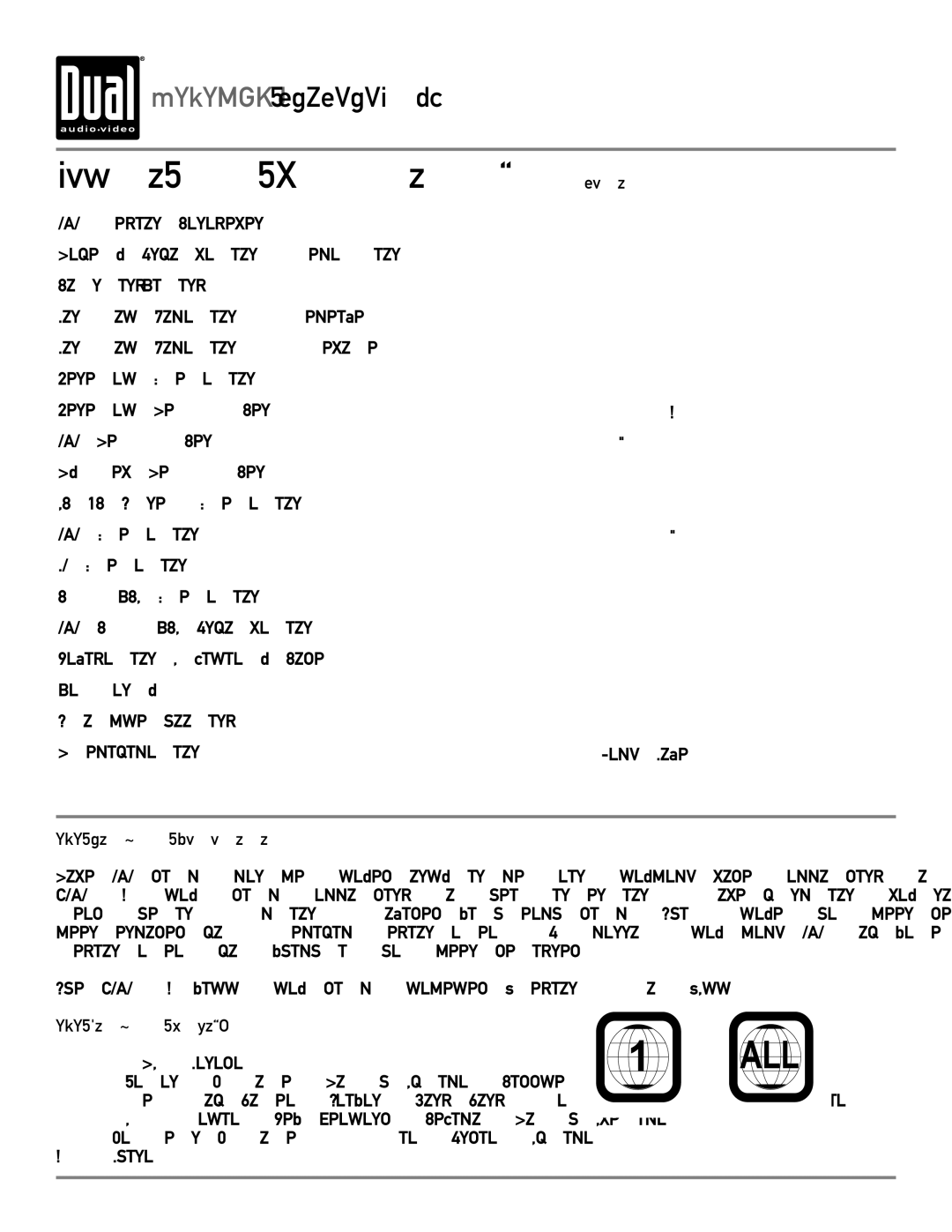 Dual XDVD8265 owner manual Table of Contents 