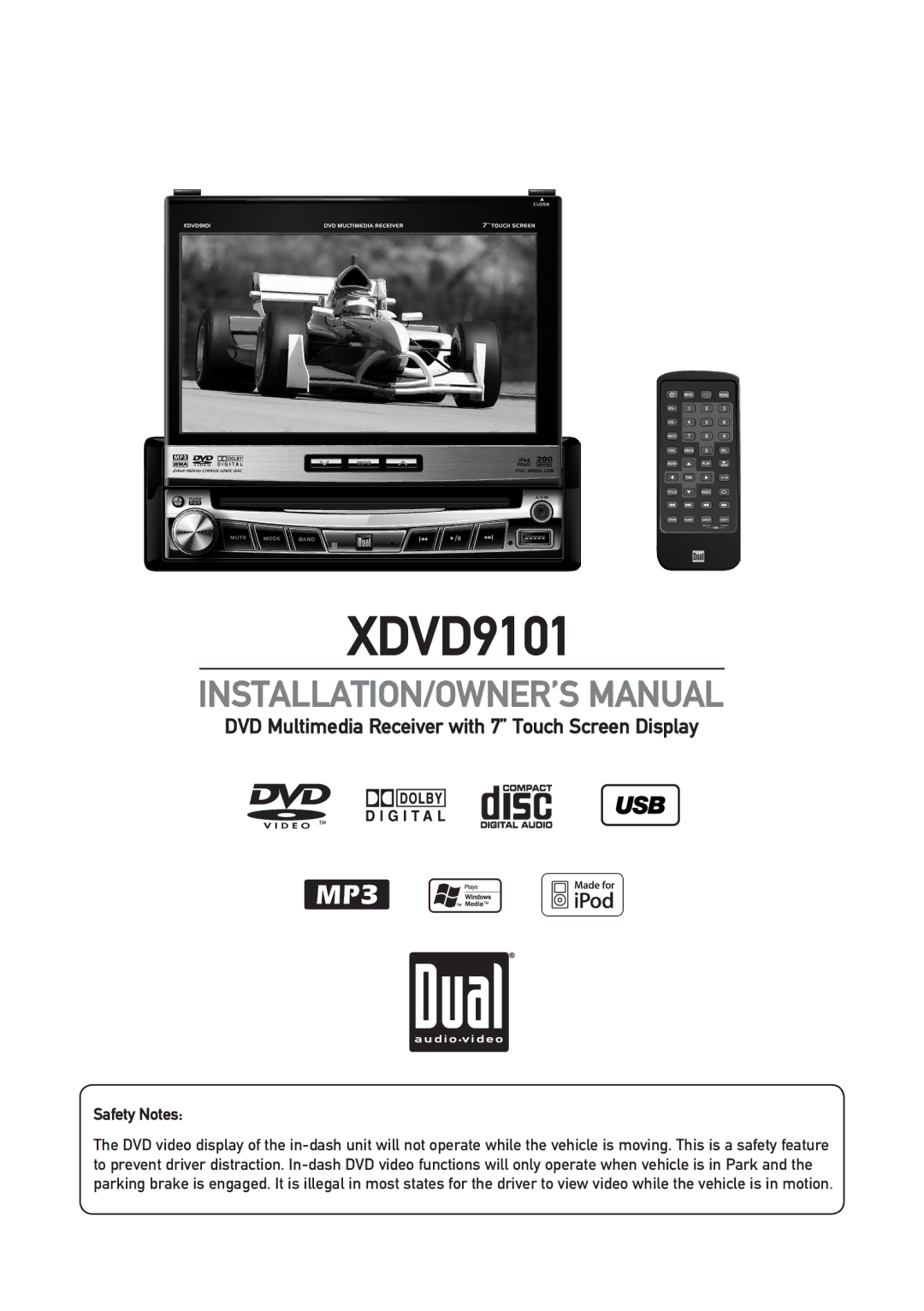 Dual XDVD9101 owner manual Safety Notes 