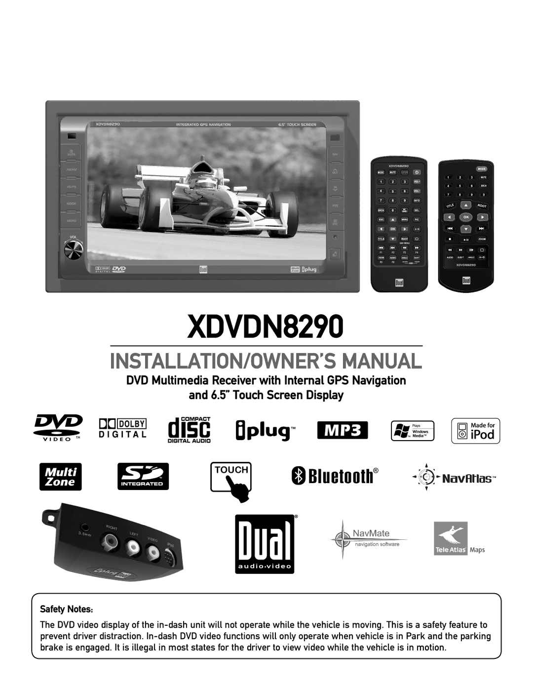 Dual XDVDN8290 owner manual Safety Notes 