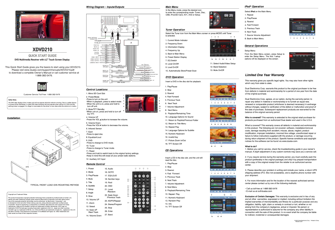 Dual XDYD210 manual 