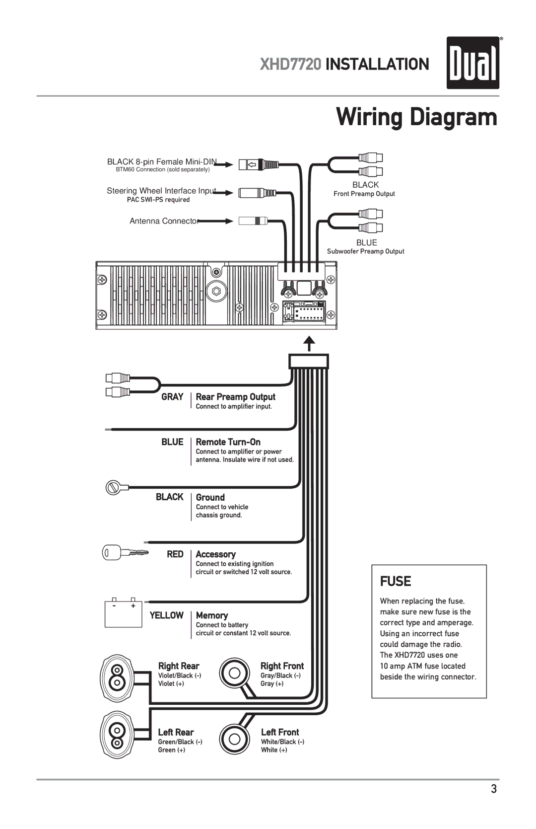 Dual XHD7720 owner manual Wiring Diagram, Fuse 