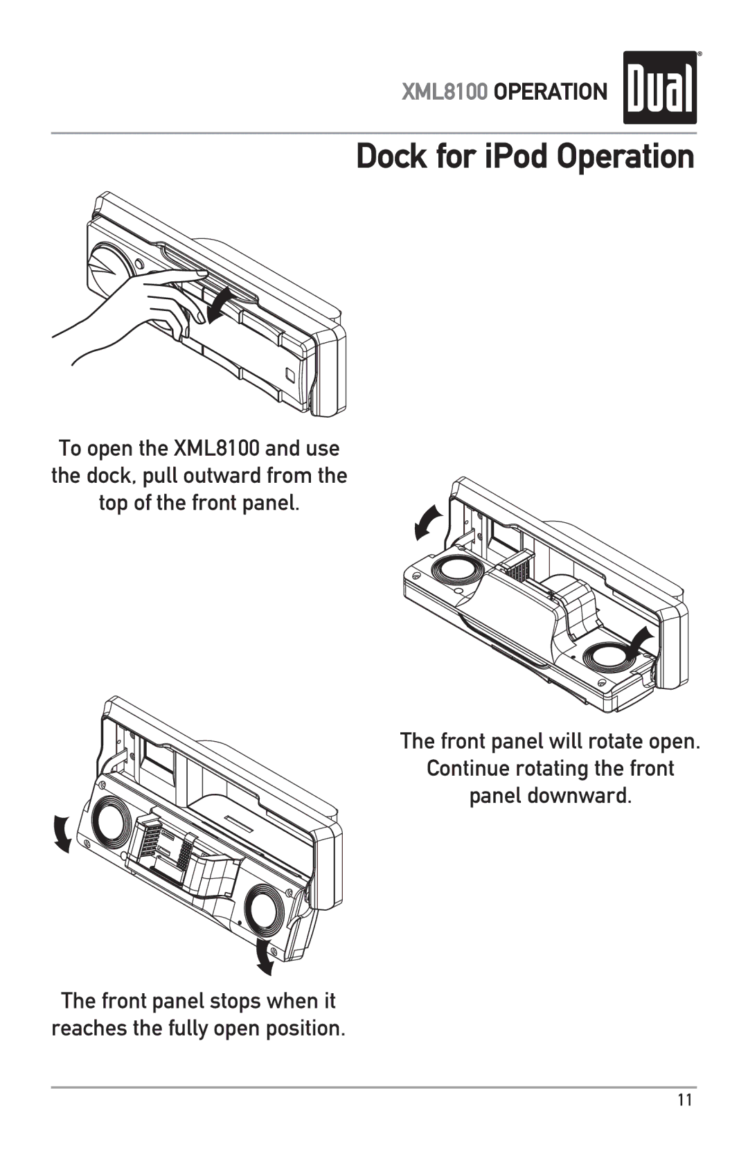 Dual XML8100 owner manual Dock for iPod Operation 