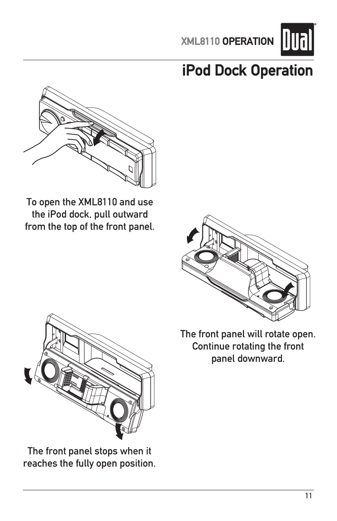 Dual XML8110 owner manual IPod Dock Operation 