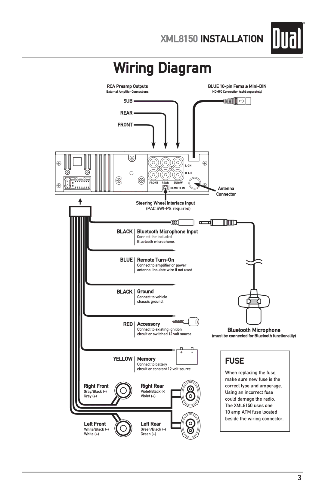 Dual XML8150 owner manual Wiring Diagram, Black 