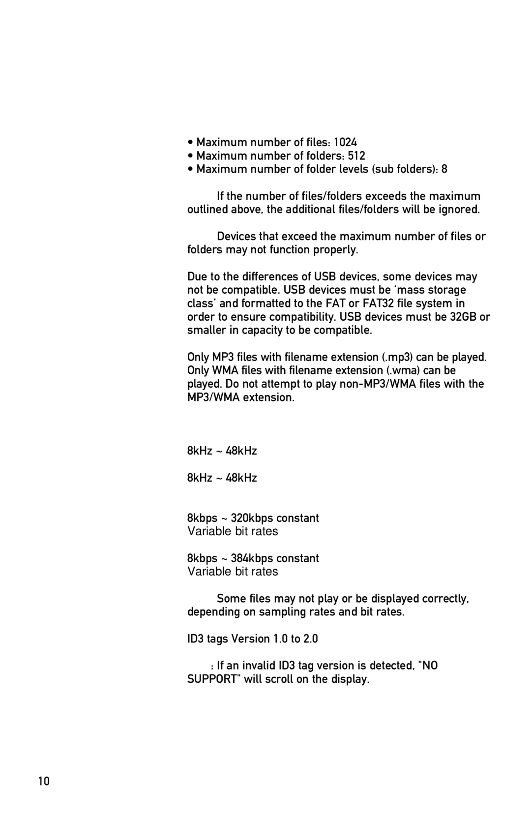 Dual XR4120 owner manual Sampling Frequency Rates, Transfer Bit rates 