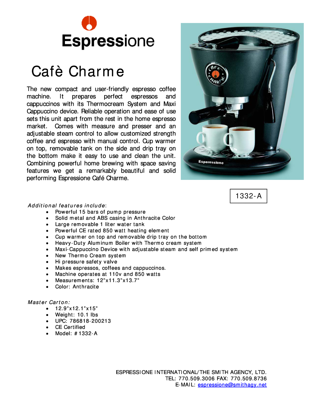 Dualit 1332-A manual Cafè Charme 
