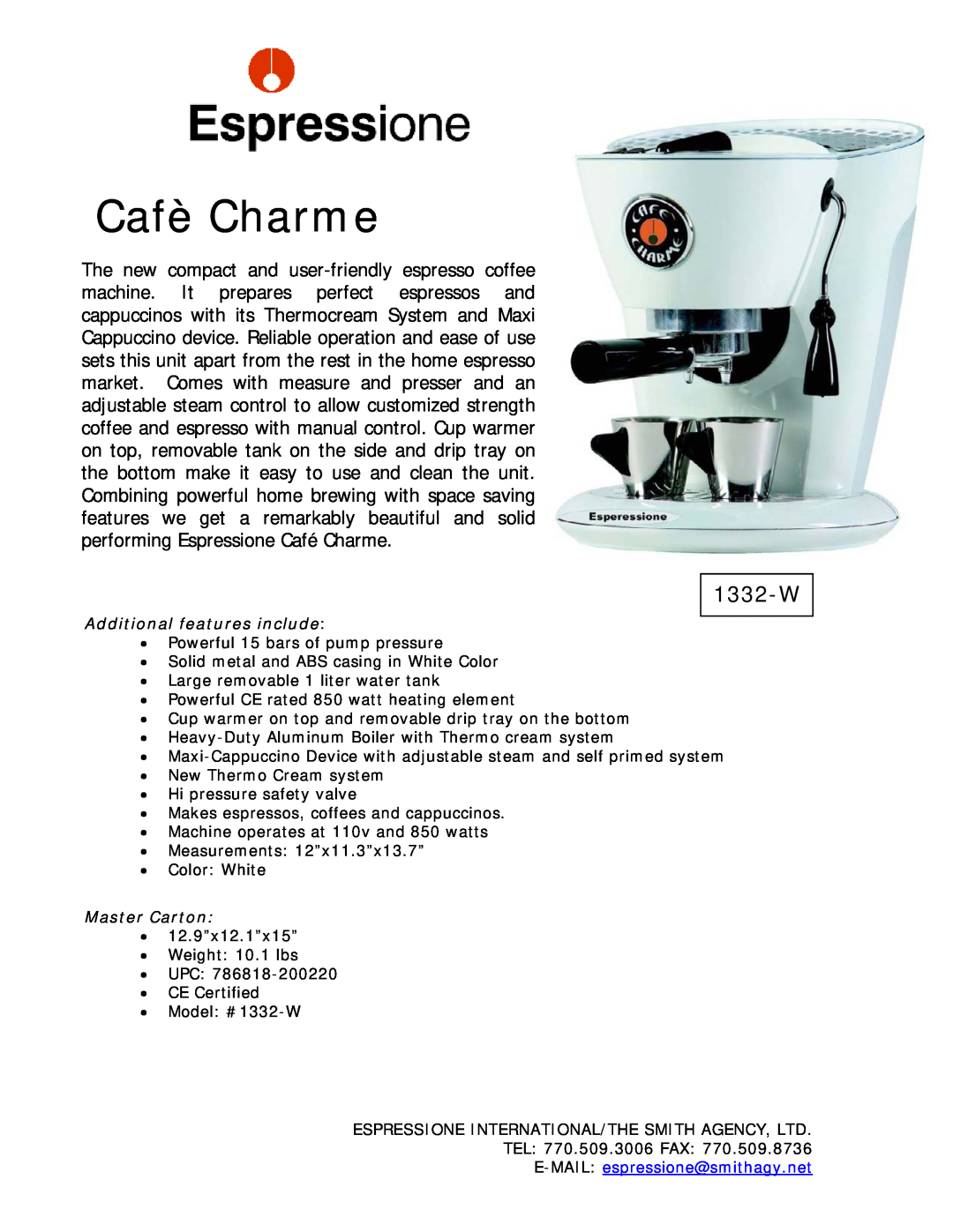 Dualit 1332-A manual 1332-W, Cafè Charme 