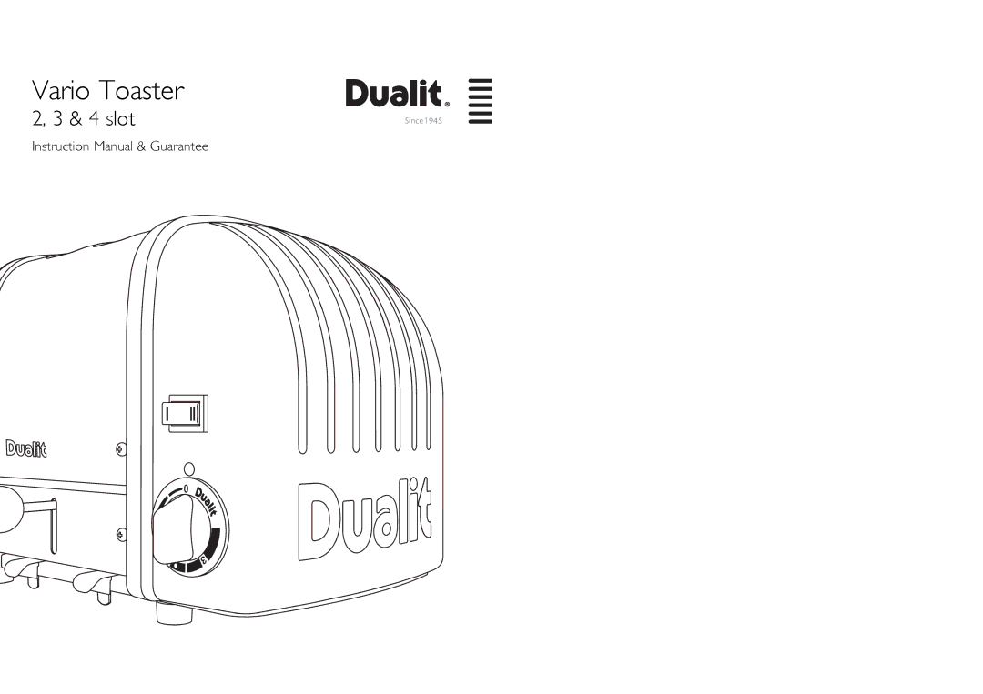 Dualit 4 SLOT, 3 SLOT, 2 SLOT instruction manual Vario Toaster 