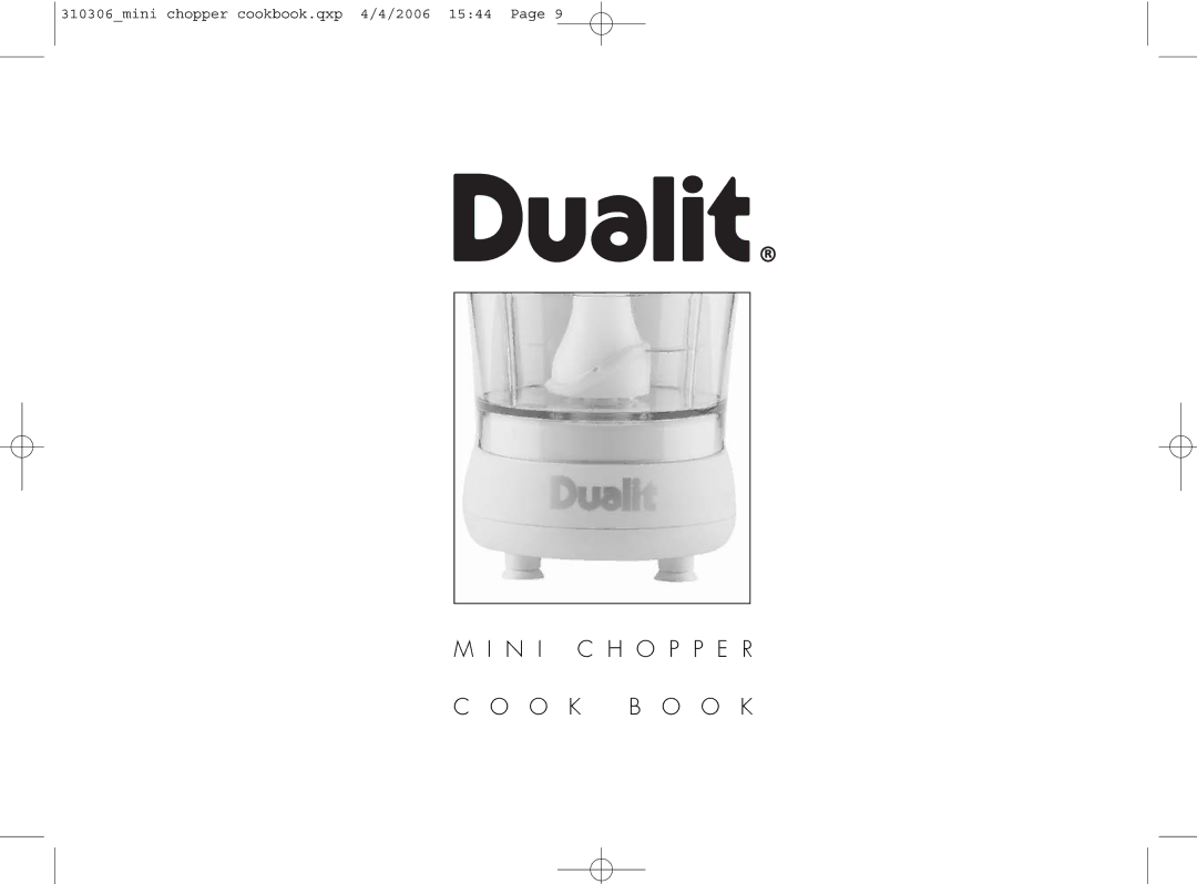 Dualit 310306 instruction manual N I C H O P P E R O K B O O K 