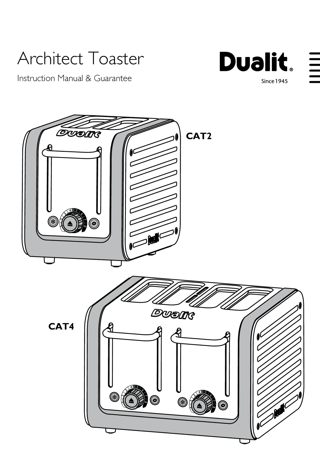 Dualit CAT2, CAT4 instruction manual Architect Toaster 