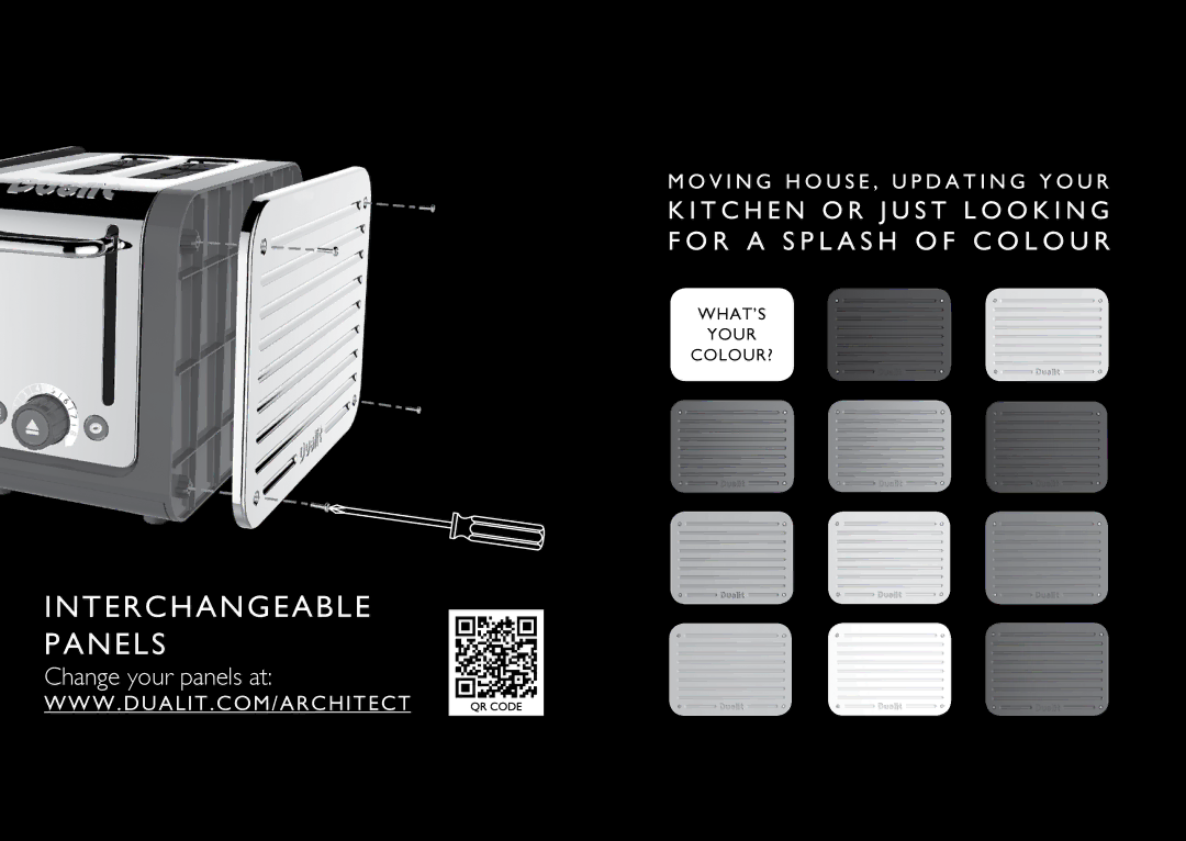 Dualit CAT4, CAT2 instruction manual Interchangeable Panels 