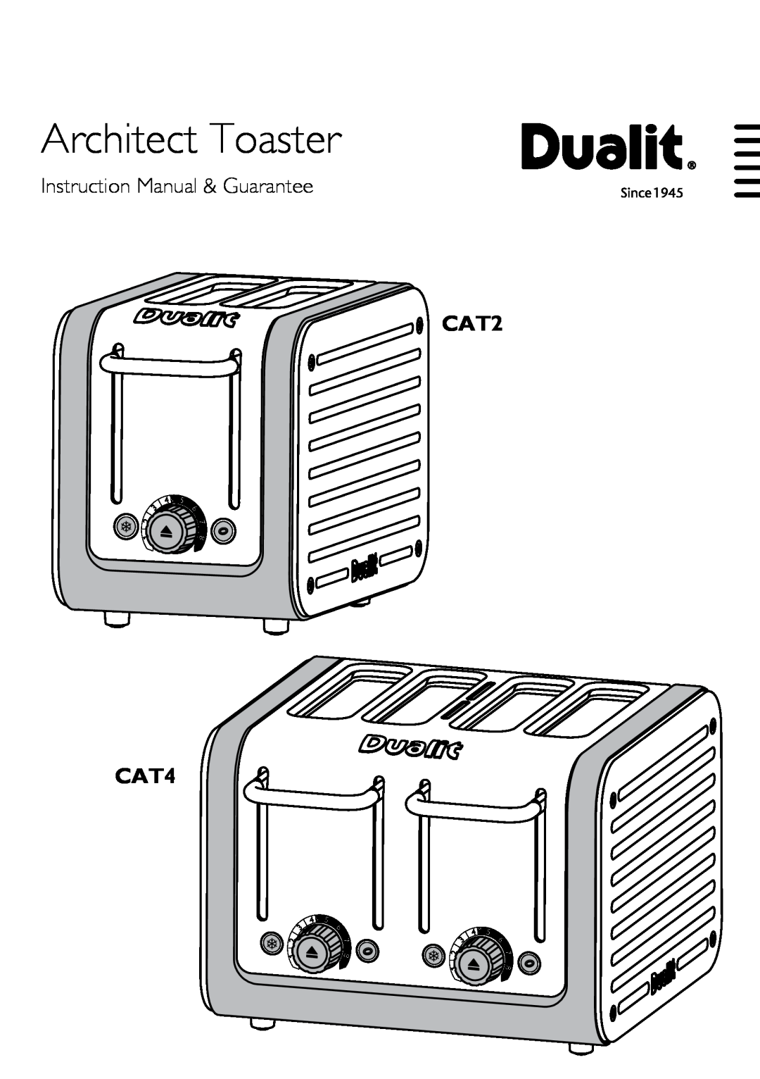 Dualit CAT2 instruction manual Precautions Safety Important, Architect Toaster, Instructions All Read, CAT4, unattended 