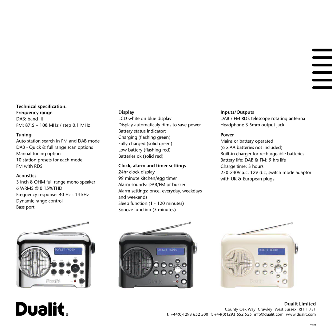 Dualit Dab dimensions 05.08 