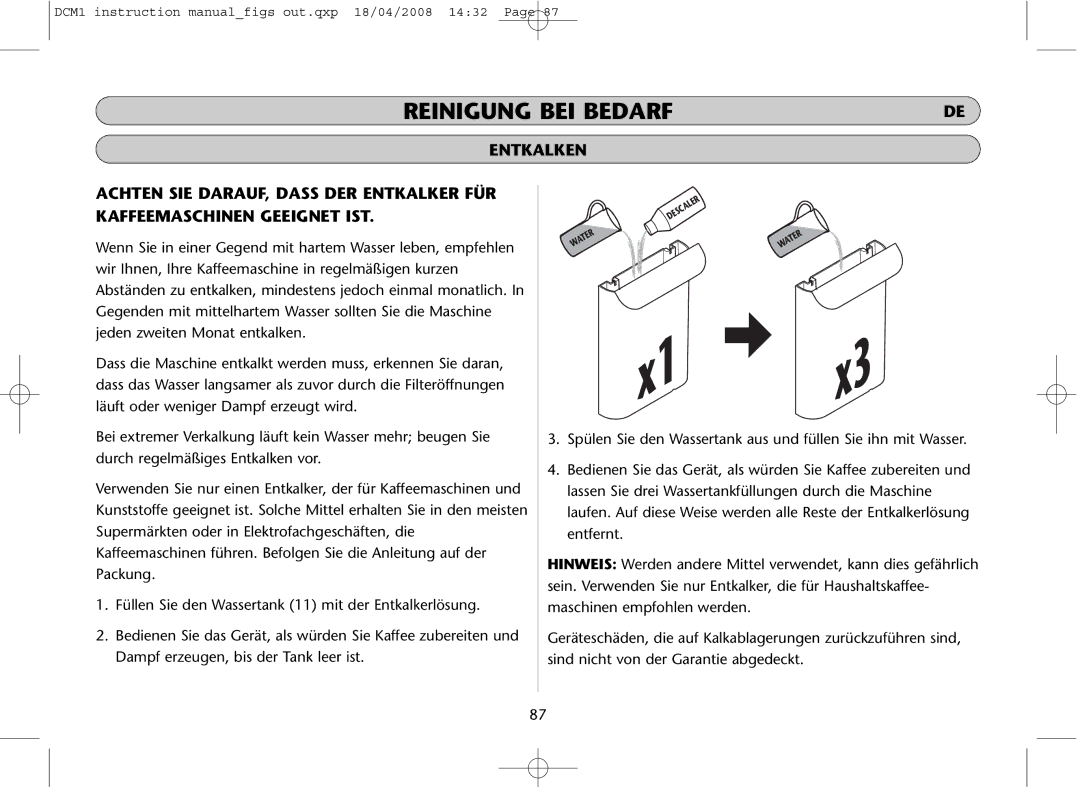 Dualit DCM1 instruction manual Descaler 