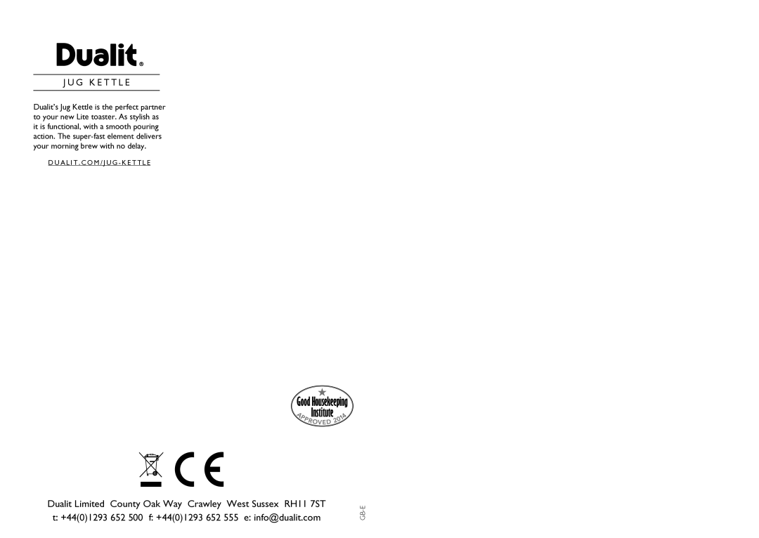 Dualit DPP4, DPP2 instruction manual G K E T T L E 