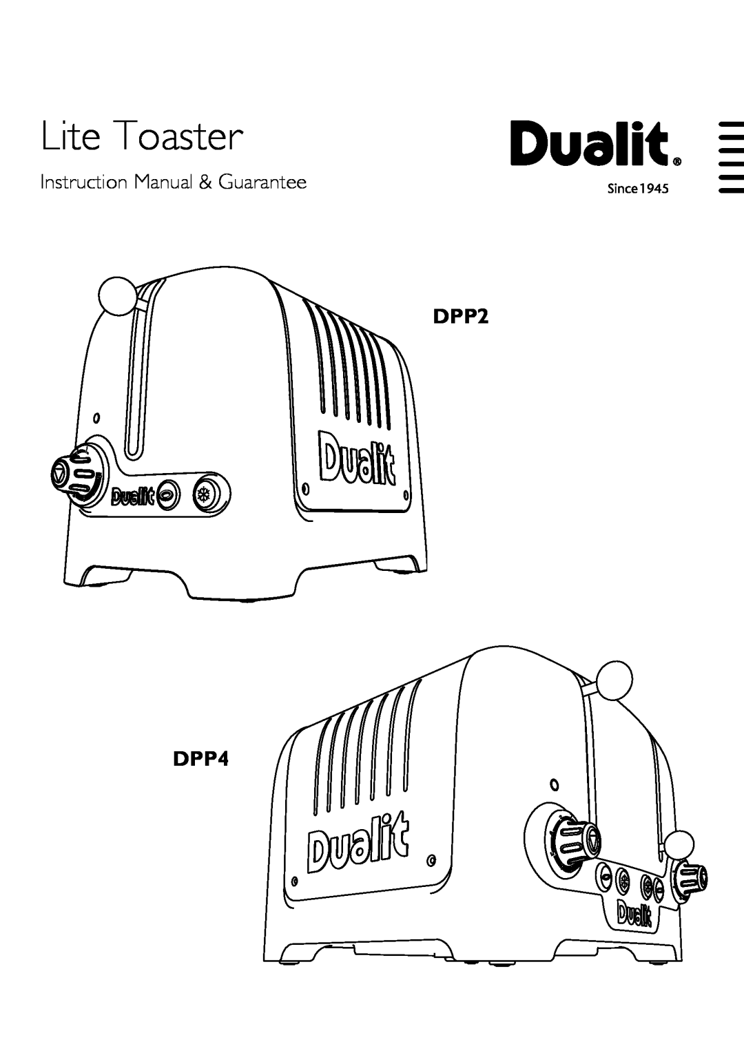Dualit instruction manual Lite Toaster, DPP2 DPP4 