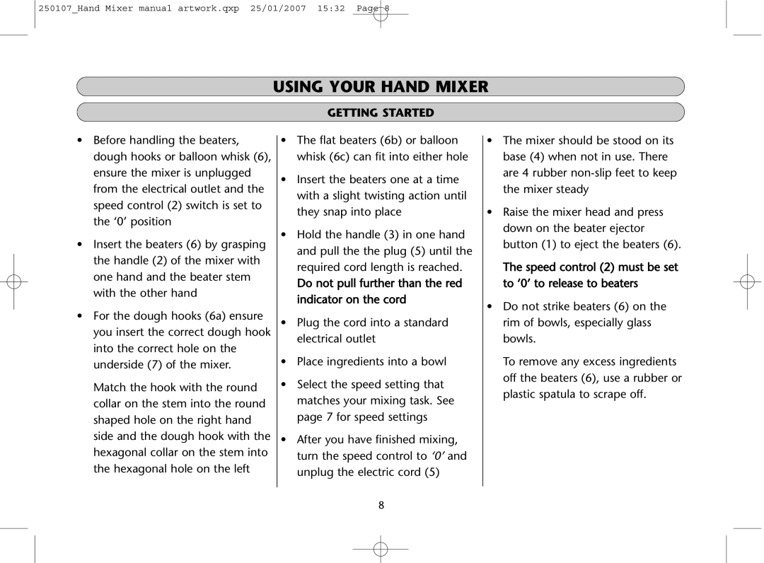 Dualit GB 04/06 instruction manual Getting Started 