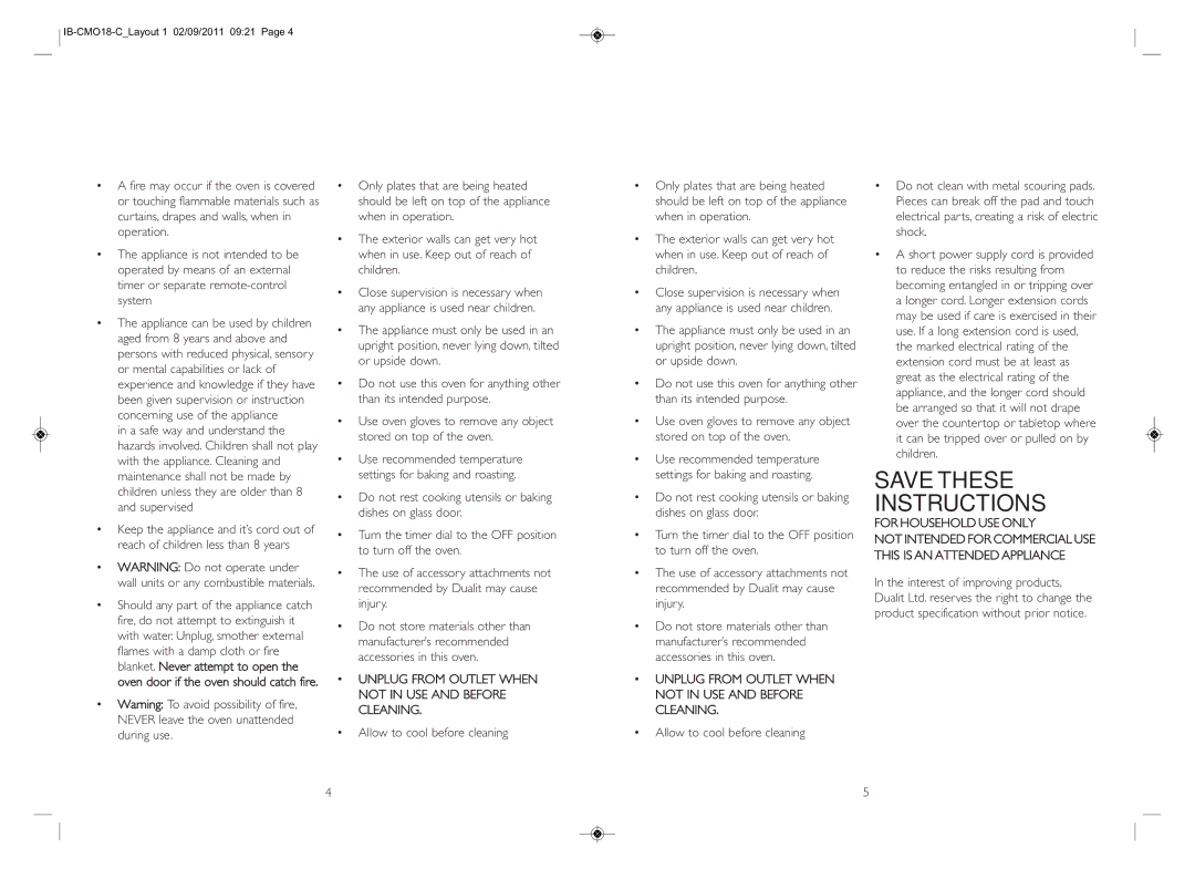 Dualit IB-CMO18-C_LAYOUT 1 instruction manual Savethese Instructions 