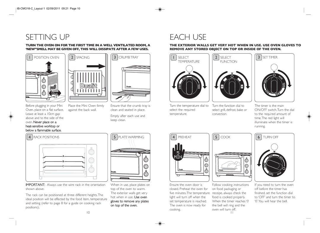 Dualit IB-CMO18-C_LAYOUT 1 instruction manual Setting UP, Each USE 