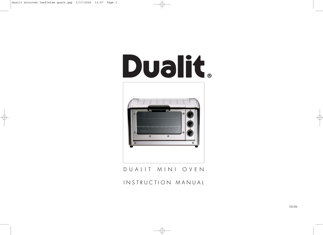 Dualit Mini Oven instruction manual 03/06 
