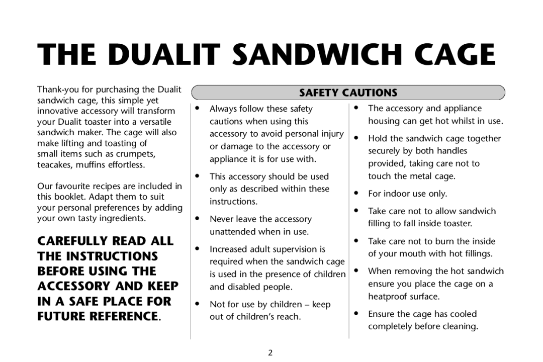 Dualit manual Dualit Sandwich Cage 