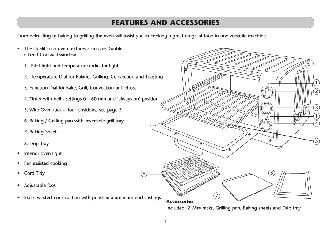 Dualit UK 06/05 manual Features And Accessories 