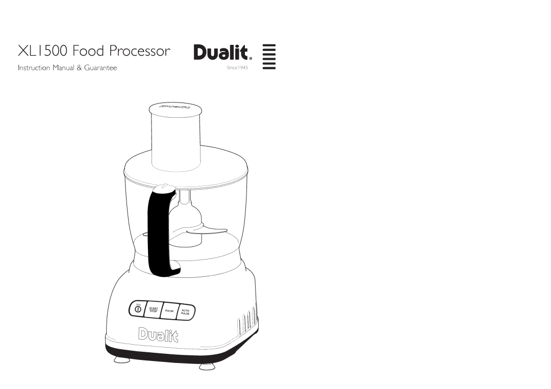 Dualit instruction manual XL1500 Food Processor 